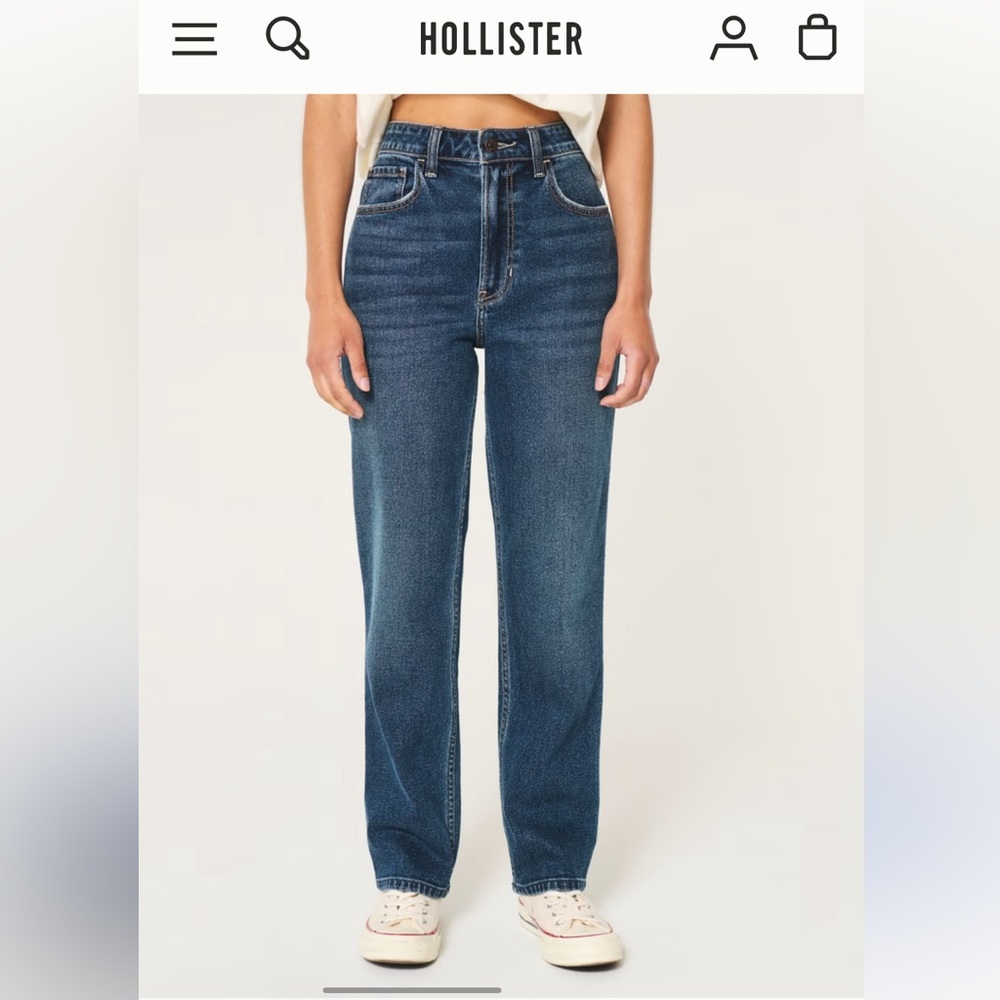 Hollister High Rise 90s Straight Jeans Medium Wash like new